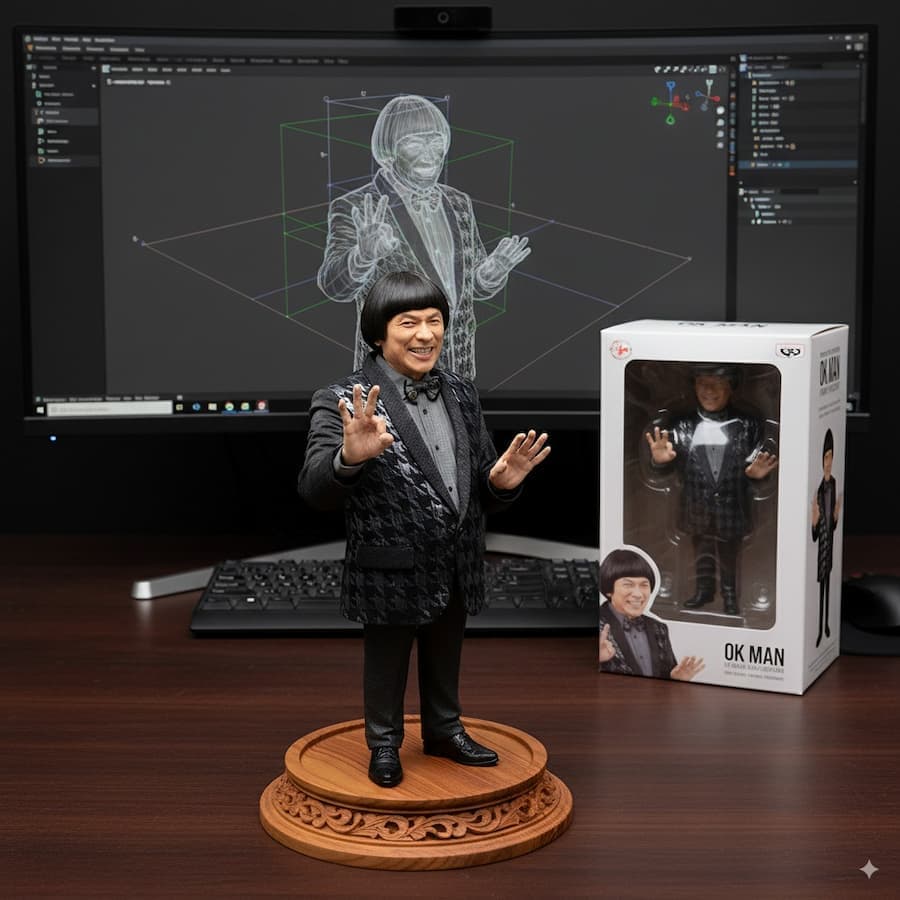 Model with Wooden Base